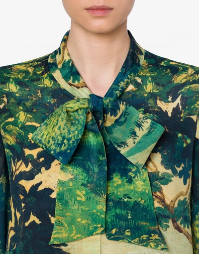 Shop Boutique Moschino Landscape Silk And Viscose Shirt In Green