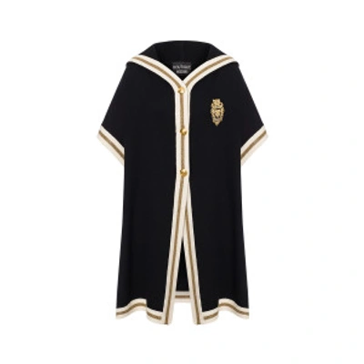 Shop Boutique Moschino Heraldic Patch Extrafine Wool Cape In Black