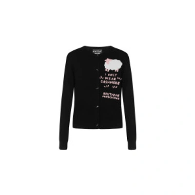 Shop Boutique Moschino Sheep Cashmere Blend Cardigan In Black