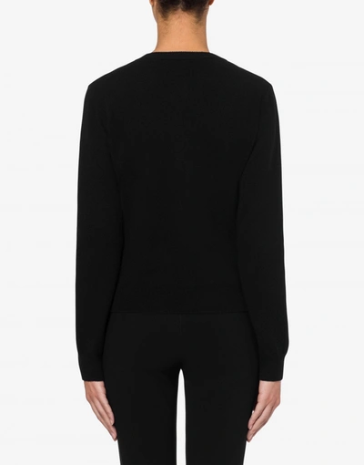 Shop Boutique Moschino Sheep Cashmere Blend Cardigan In Black