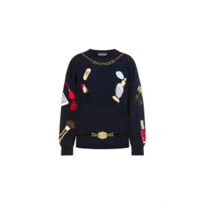 Shop Boutique Moschino Riding Kit Stretch Viscose Sweater In Dark Blue