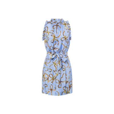 Shop Boutique Moschino Lightweight Bridle Bow Viscose Dress In Light Blue