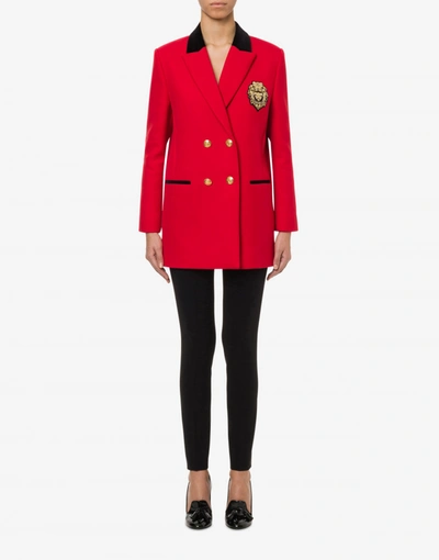 Shop Boutique Moschino Equestrian Chic Cavalry Heavy Long Jacket In Red
