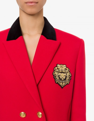 Shop Boutique Moschino Equestrian Chic Cavalry Heavy Long Jacket In Red