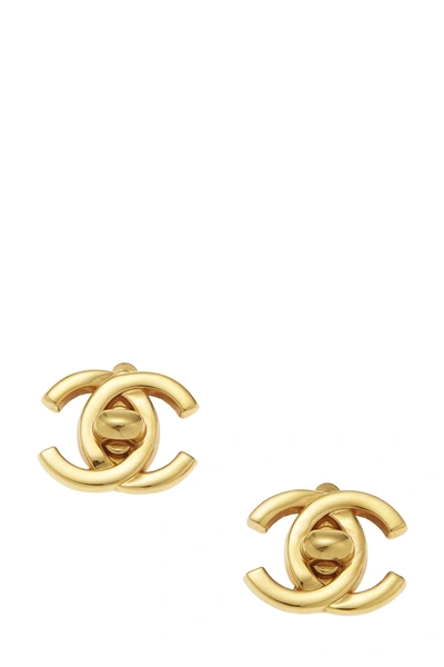 Pre-owned Gold 'cc' Turnlock Earrings Small