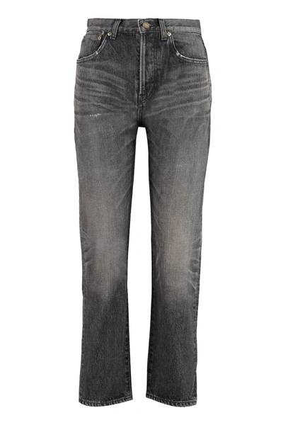 Shop Saint Laurent Straight Leg Jeans In Black