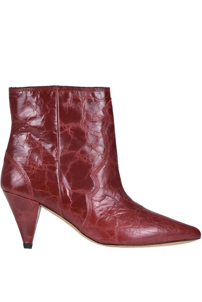 Shop Iro Crackle Leather Ankle Boots In Fire Red