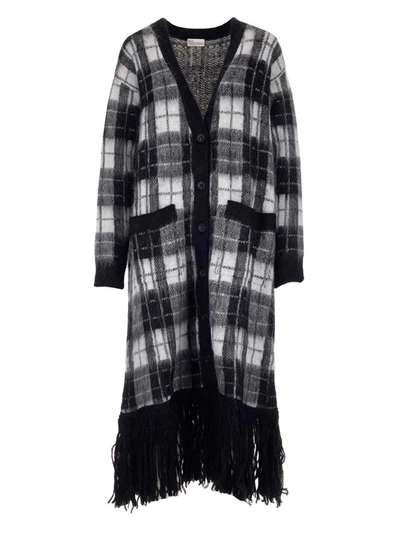 Shop Red Valentino Check Print Coat In Black And White