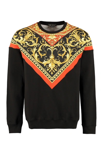 Shop Versace Baroque Printed Crewneck Sweatshirt In Black