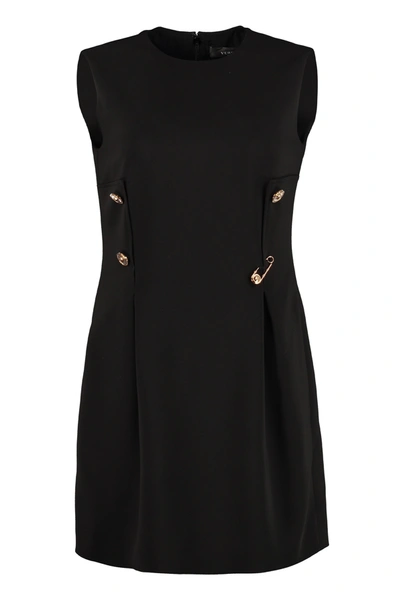 Shop Versace Safety Pin Mini Dress In Black