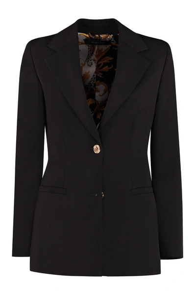 Shop Versace Single Breasted Tailored Blazer In Black