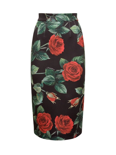 Shop Dolce & Gabbana Floral Print Pencil Skirt In Multi