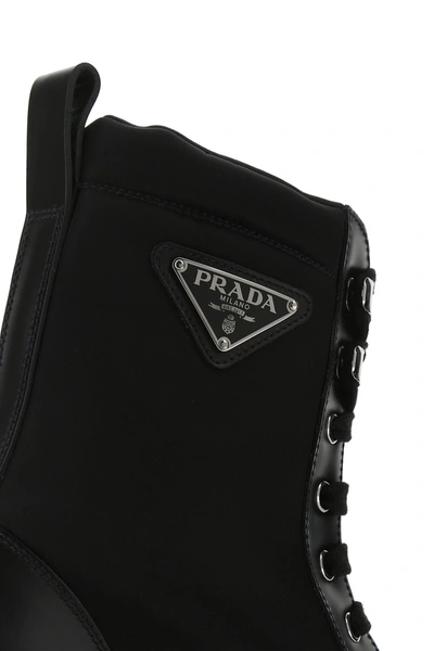 Prada Logo-plaque Panelled Ankle Boots
