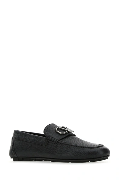 Shop Valentino Black Leather Vlogo Signature Loafers  Nd  Garavani Uomo 39