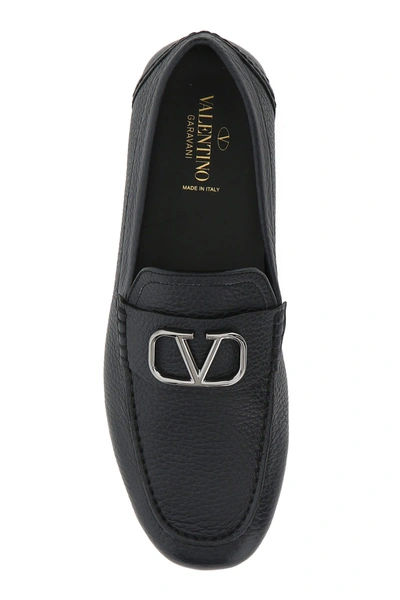 Shop Valentino Black Leather Vlogo Signature Loafers  Nd  Garavani Uomo 39