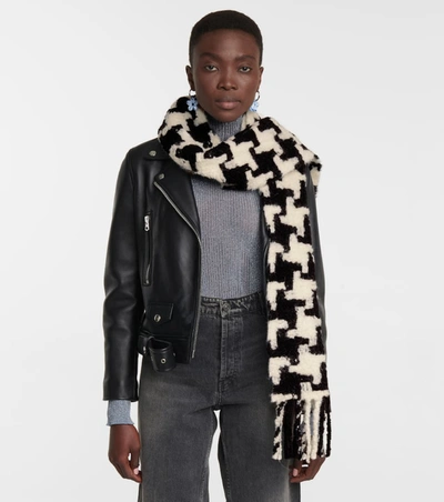 Acne Studios Fringed Houndstooth Alpaca-blend Scarf In 彩色