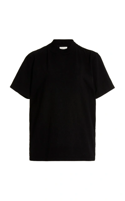 Shop Les Tien Women's Cotton Mock-neck T-shirt In Ivory,black
