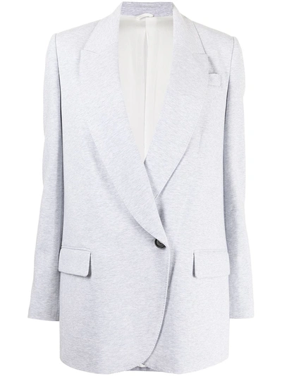 Shop Brunello Cucinelli Wrap-front Fleece Blazer In Grey