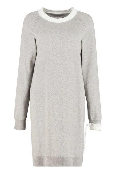 Shop Maison Margiela Knitted Jumper Dress In Grey