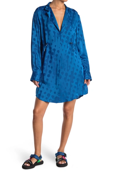 Shop Off-white Jacquard Coulisse Dress In Blue