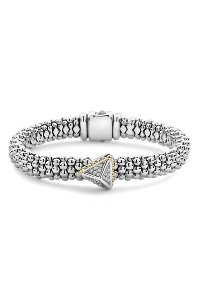 Shop Lagos Diamond Pyramid Bracelet In Silver