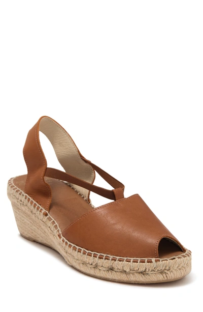 Shop Andre Assous Dainty Leather Espadrille Wedge Sandal In Cuero