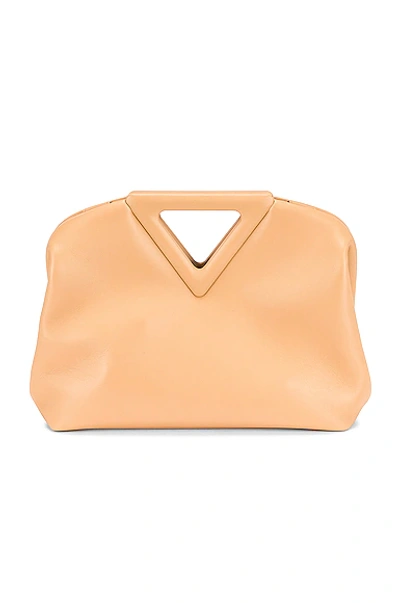 Shop Bottega Veneta Point Top Handle Bag In Almond & Gold