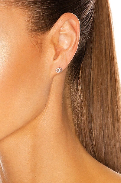 Shop Gucci Running G Stud Earrings In White Gold