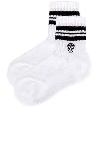Shop Alexander Mcqueen Skull Stripe Socks In White & Black
