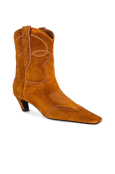 Shop Khaite Dallas Ankle Boots In Caramel