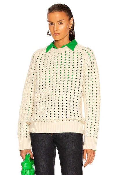 Bottega Veneta Open Cable Knit Sweater In Chalk