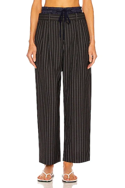 Shop Monse Double Waistband Drawstring Trouser In Dark Charcoal Multi