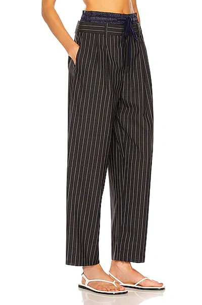 Shop Monse Double Waistband Drawstring Trouser In Dark Charcoal Multi