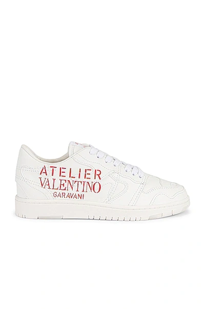 Shop Valentino Atelier Sneakers In Bianco & Rosso V