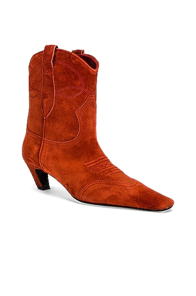 Shop Khaite Dallas Ankle Boots In Rust