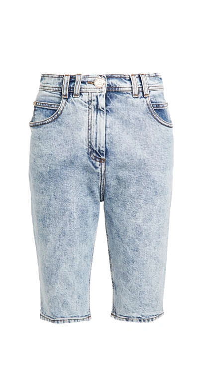 Shop Balmain Hw Denim Cycling Shorts