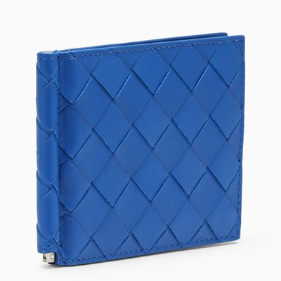 Shop Bottega Veneta Blue Wallet With Money Clip