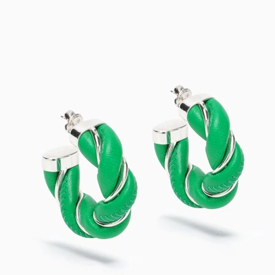 Shop Bottega Veneta Grass Green Hoop Earrings