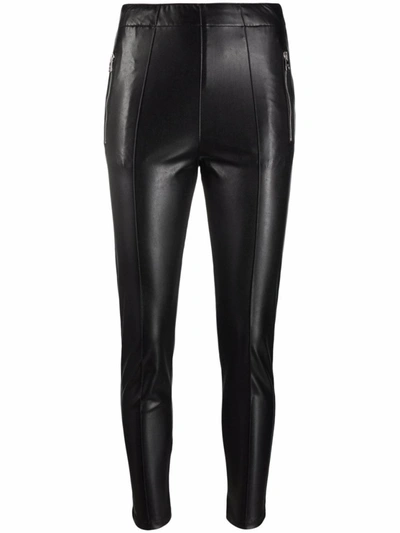 Shop Ermanno Scervino Black Skinny-cut Leather-look Trousers