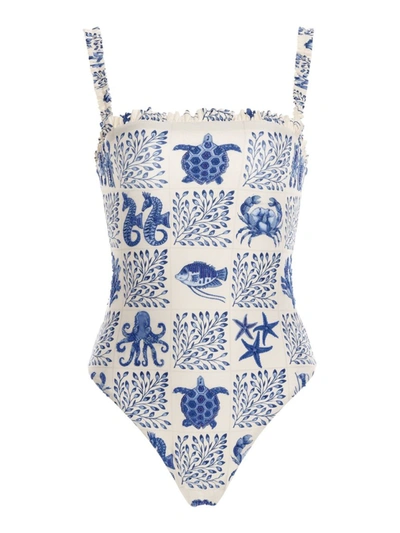 Shop Agua By Agua Bendita Limon One Piece Swimsuit In Blue