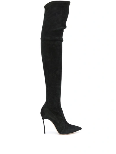 Shop Casadei Over-the-knee Heeled Boots In Black