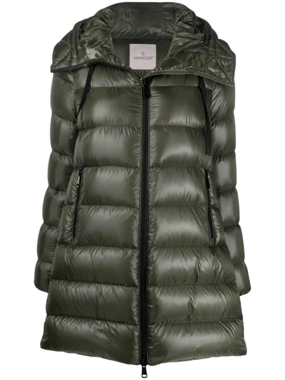 Shop Moncler Down Padded Zip-up Jacket In Green