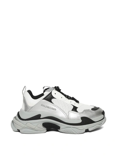 Shop Balenciaga Triple S Sneaker Silver And White