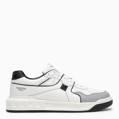 Shop Valentino White/black/grey Low-top Sneakers With Studs