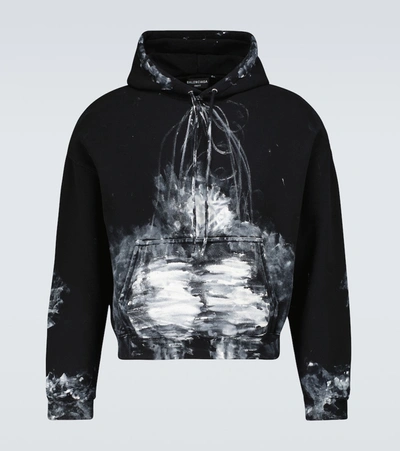 Shop Balenciaga Painter Hooded Sweatshirt In Black