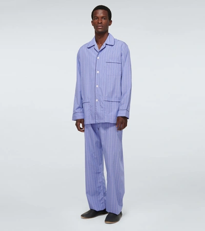 Shop Derek Rose Felsted 3 Checked Cotton Pajama Set In Blue