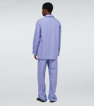 Shop Derek Rose Felsted 3 Checked Cotton Pajama Set In Blue