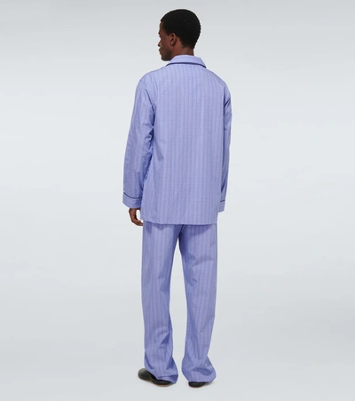 Derek Rose Core Piped Classic Fit Cotton Check Pyjama Set In Blue