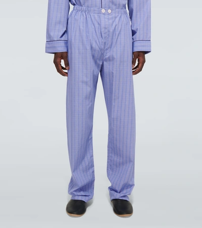 Derek Rose Core Piped Classic Fit Cotton Check Pyjama Set In Blue