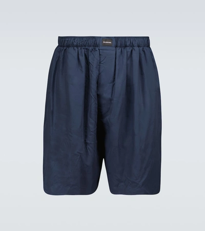 Shop Balenciaga Pajama Shorts In Blue